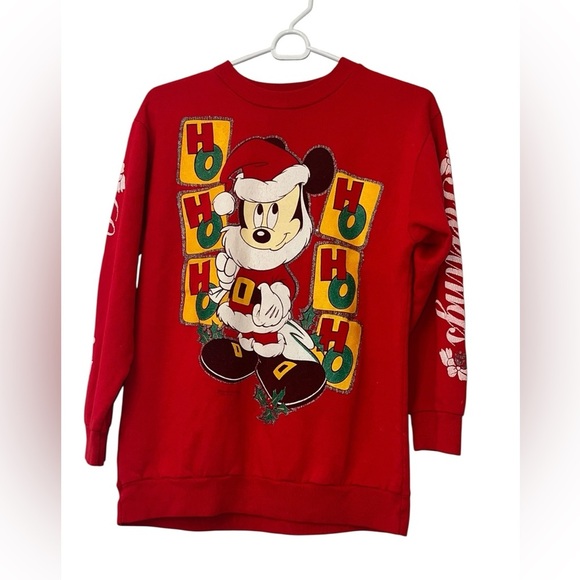 VTG Mickey Mouse Red Christmas Sweatshirt By Allison Walt Disney sz small Rare - Picture 1 of 7